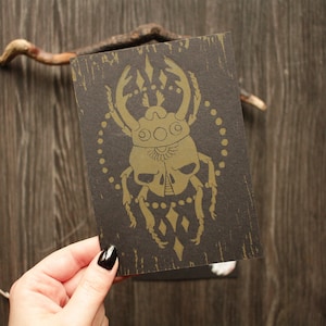 Handgefertigte Linoldruck Postkarte "Let it be dead"