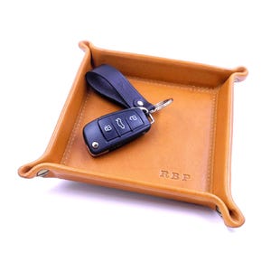 Personalized Leather Valet Tray: Square Entryway Organizer