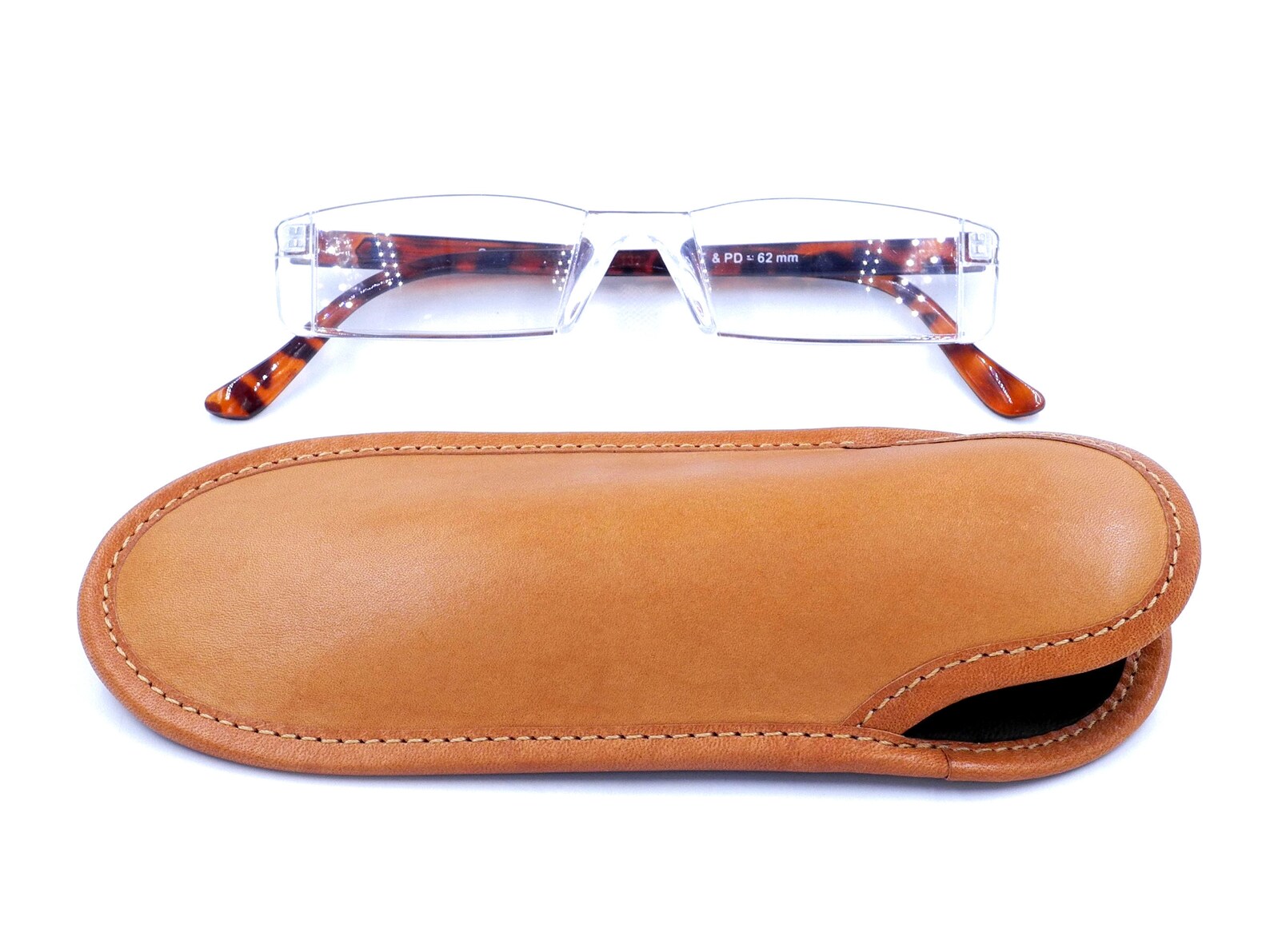 Leather Reading Glasses Case, Slim Eyeglass Case for Readers, Prescription Glasses Case, Leather