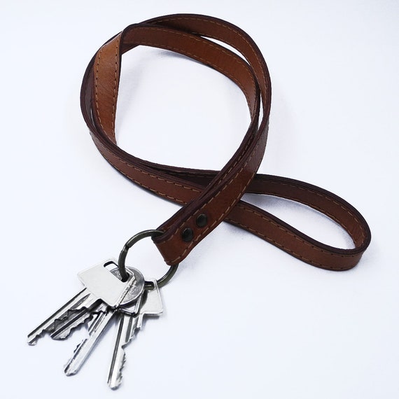 Minimal Leather Key Strap Leather Neck Strap Keychain Neck Etsy