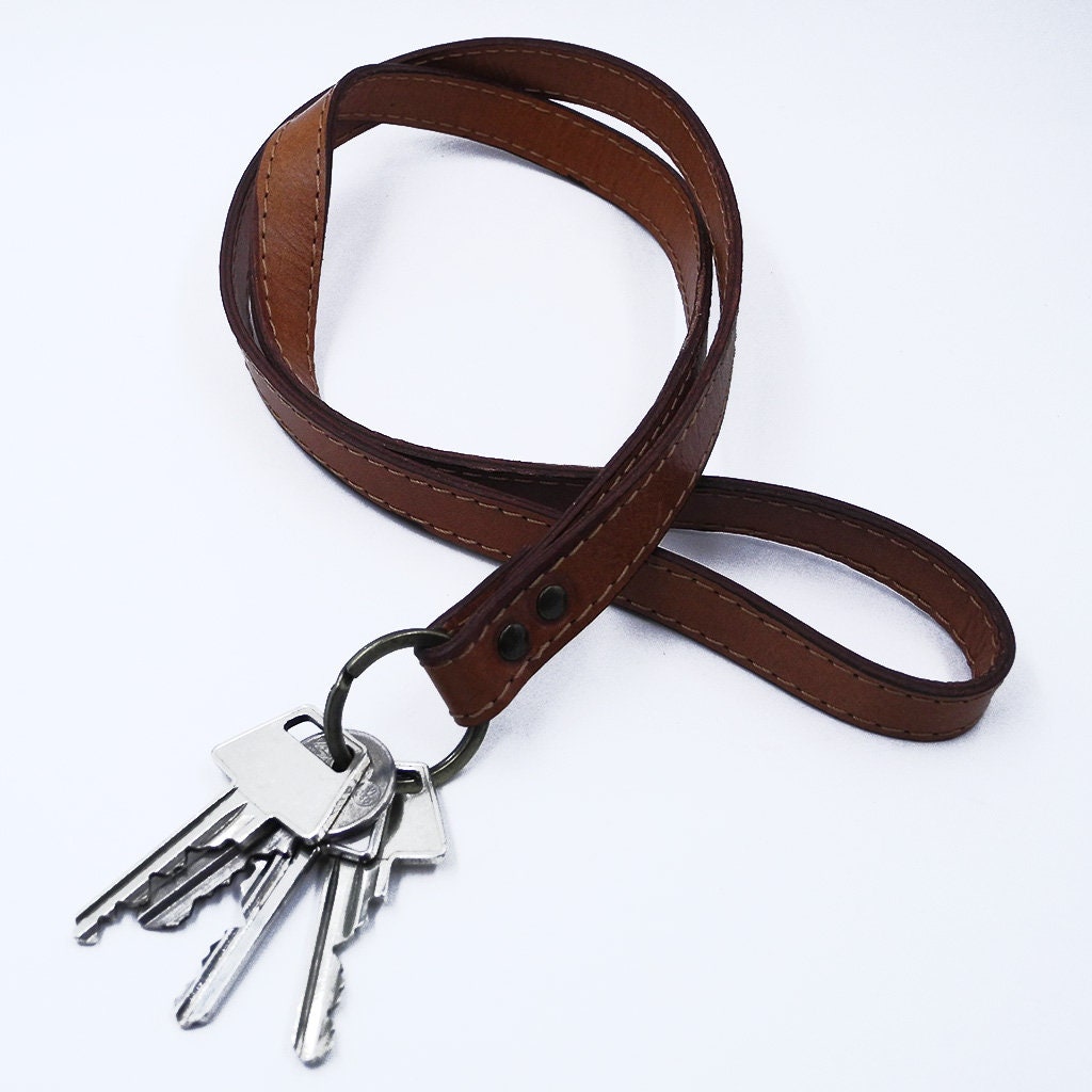 Minimal Leather Key Strap Leather Neck Strap Keychain Neck Etsy
