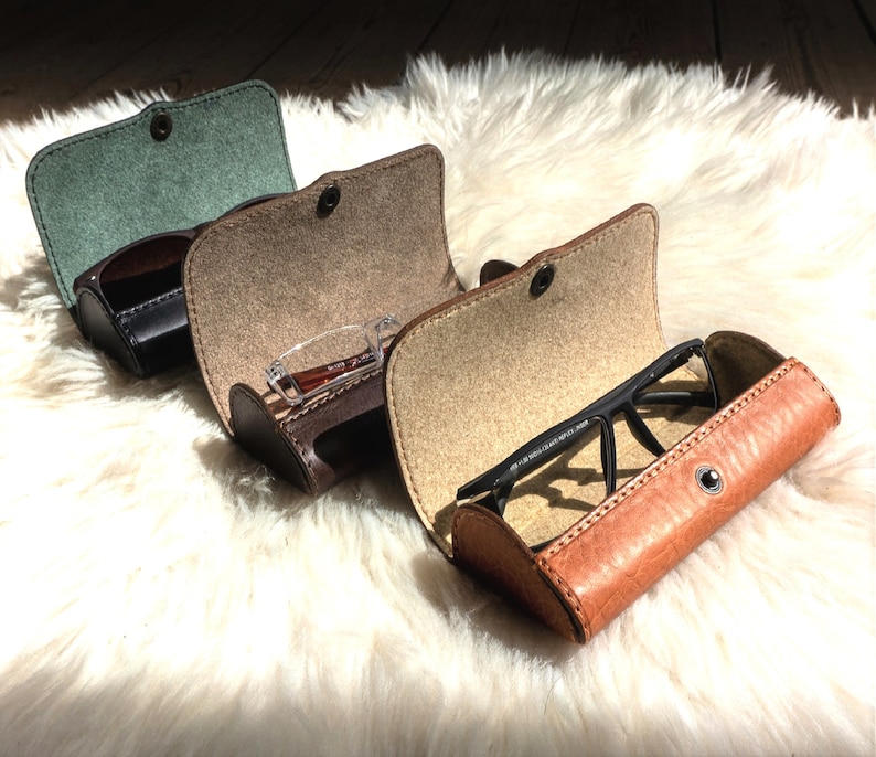 Leather Glasses Case, Gift For Her, Eyeglasses Case, Sunglasses Case, Gift For Him, Hard Glasses Case, Handmade, Personalized Glasses Case image 2