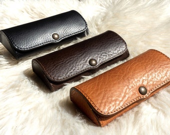 Personalized Leather Glasses Case: Tuscan Vegetable-Tanned, Hard Shell