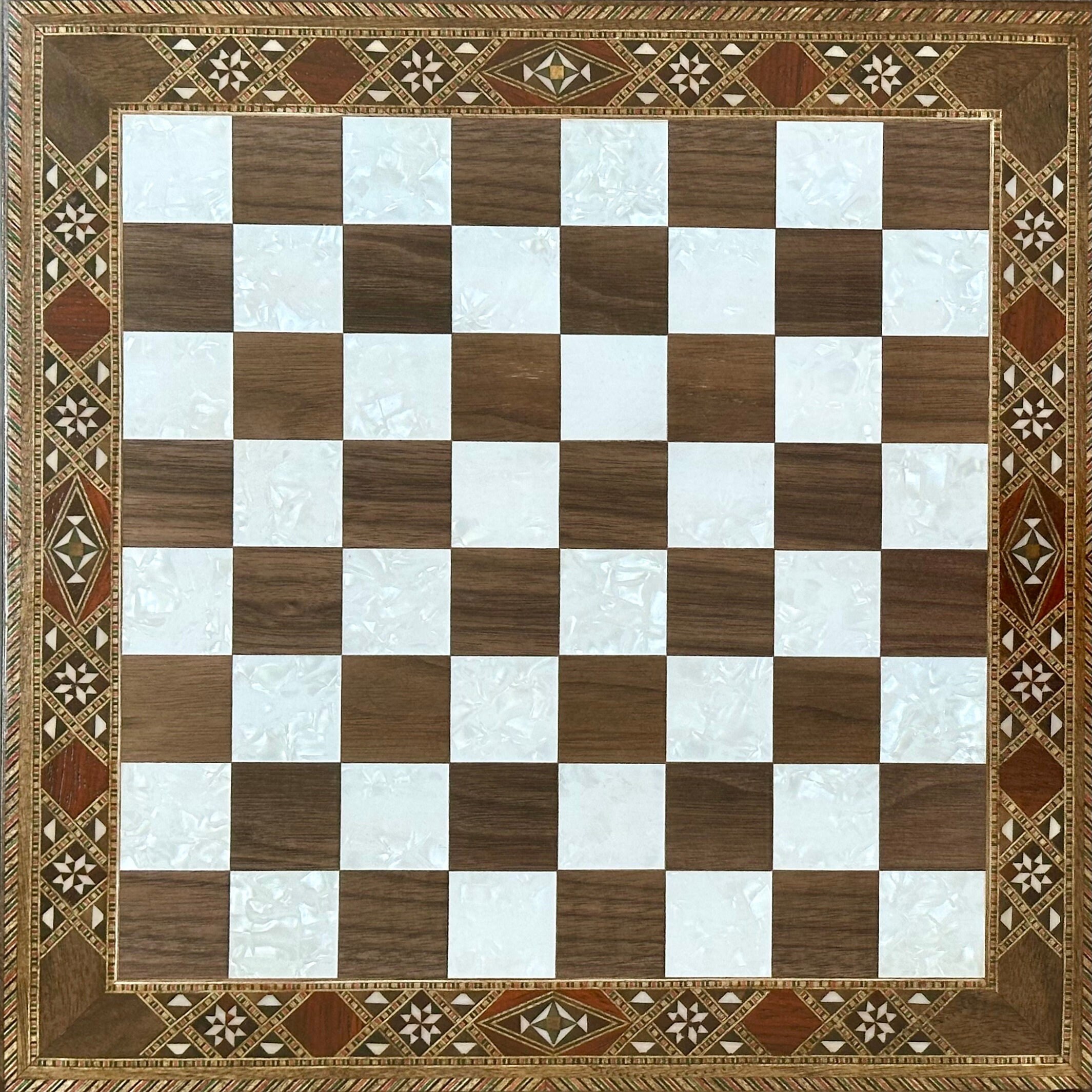 20.5 Inches Istanbul Chess Set Walnut - Mother of Pearl inlaid Chess B –  Craftsoy