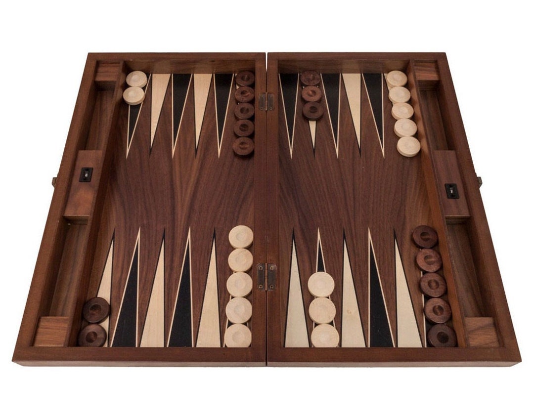 Backgammon Handmade Walnut Wooden Turkish Backgammon 19.7 Inc Chess