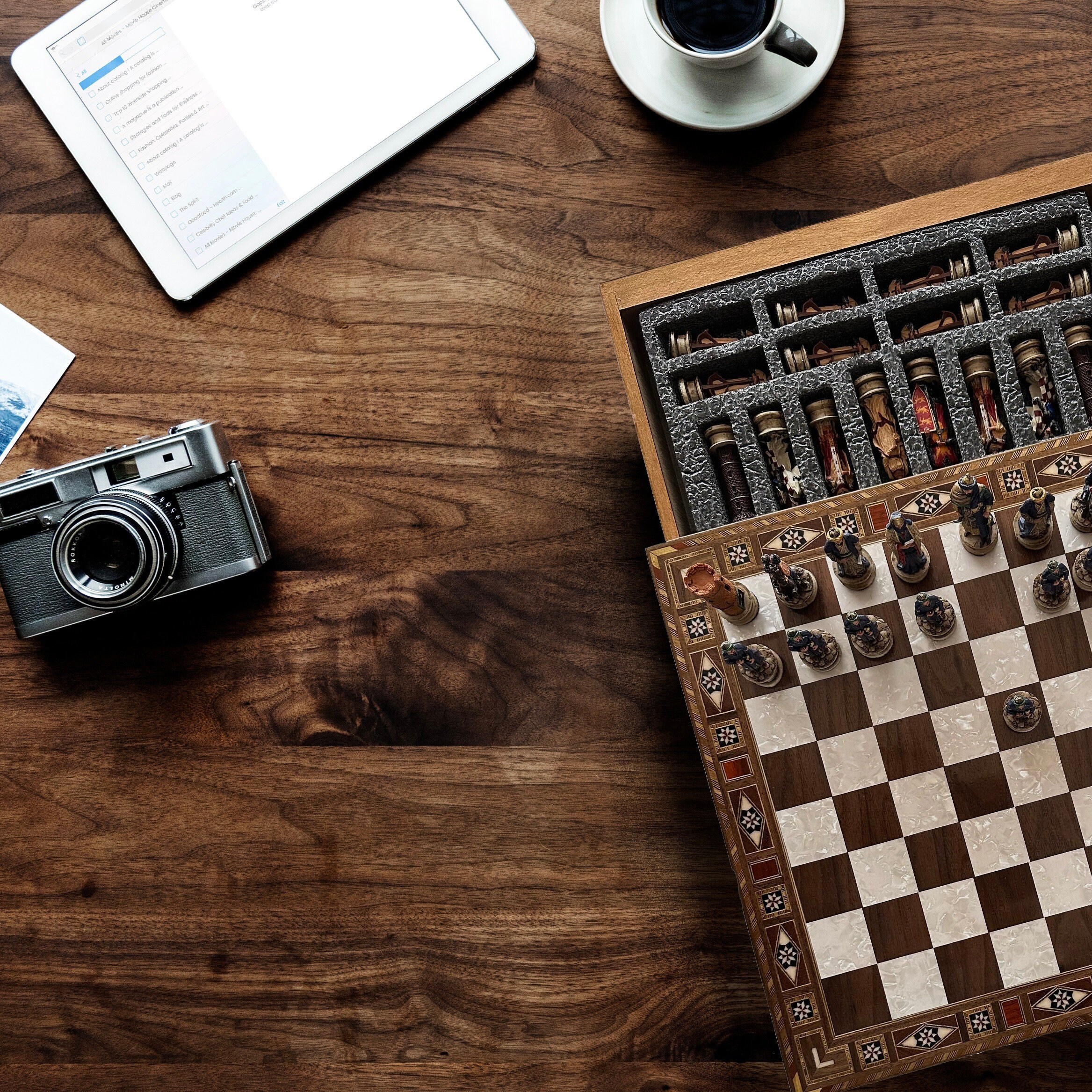 20.5 Inches Istanbul Chess Set Walnut - Mother of Pearl inlaid Chess B –  Craftsoy