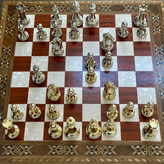 Custom Chess Set - Rosewood Chess Board Storage Box with Personalized Plate