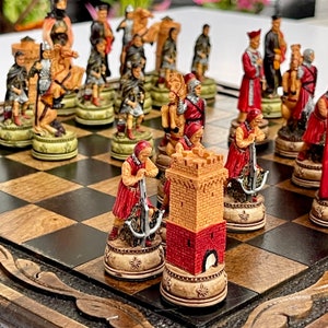 Camelot Chess Set with Handmade solid wood Chess Board | Will be Shipped via INTERNATIONAL EXPRESS SHIPPING (1-5 days to worldwide)