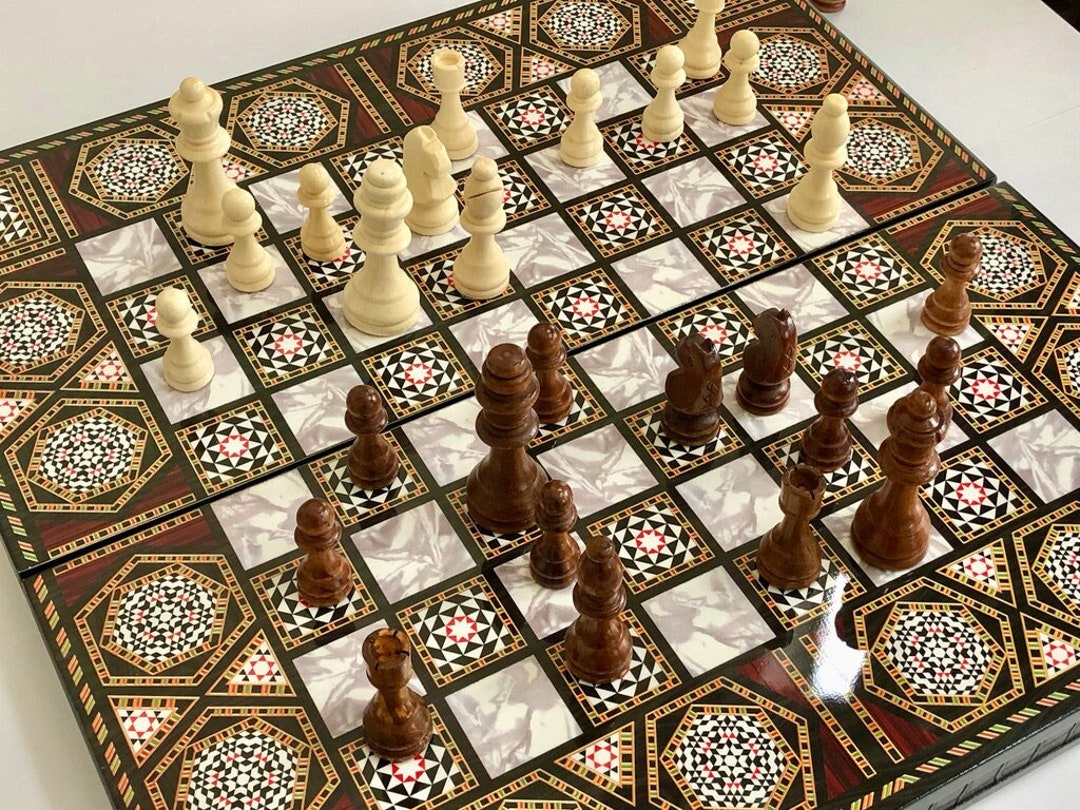 Handgefertigtes Schach- und Dame-Spiel aus Peru - Liebhaber-Stück