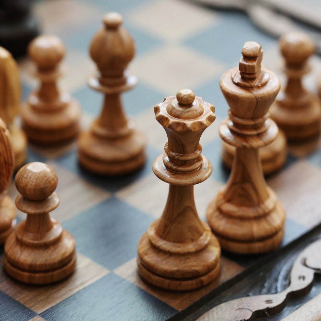 Chess Set Wooden Handmade Chess Gift Home Decor Chess Set Brain