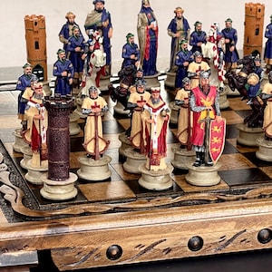 Crusaders Chess Set with Handmade solid wood Chess Board | Shipped via INTERNATIONAL EXPRESS SHIPPING (1-5 days to worldwide)