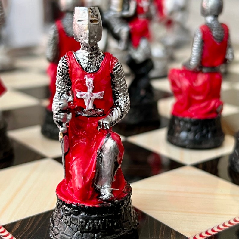 Hand Painted Crusaders Chess Set With Walnut Looking Wooden - Etsy