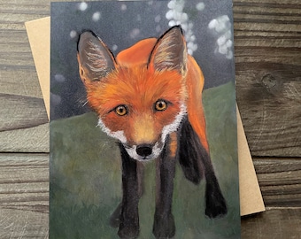 Fox Art Card, Card from Original Art, Blank Greeting Card, Notecard with Envelope, Wildlife Art, Fox Art, Curious Fox