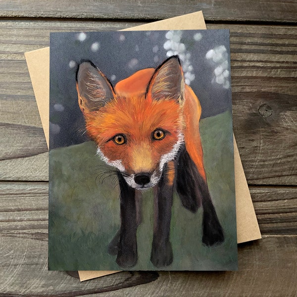 Fox Art Card, Card from Original Art, Blank Greeting Card, Notecard with Envelope, Wildlife Art, Fox Art, Curious Fox