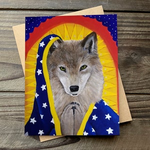 Wolf Art Card, Blank Greeting Card, Notecard with Envelope, Guadalupe, Happy Mail