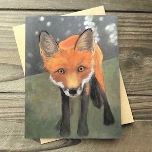 Curious Fox Greeting Card, Wildlife Art Card, Blank Note Card with Kraft Envelope, Fox Lover Gift, Nature Inspired Art 画像 1