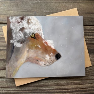 Winter Wolf Art Card, Blank Greeting Card, Notecard with Envelope, Wildlife Art, Wolf Art