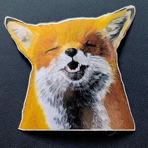 Fox sticker, water bottle sticker, cute fox, smiling fox