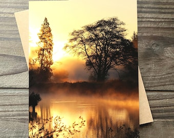 Sunrise Photo Card, Blank Greeting Card, Notecard with Kraft Envelope, Nature Art, Hopeful Card, Landscape Card