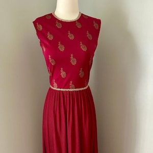 70s Maroon & Gold Alfred Shaheen Maxi Dress