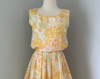 Vintage Yellow Floral Summer Dress