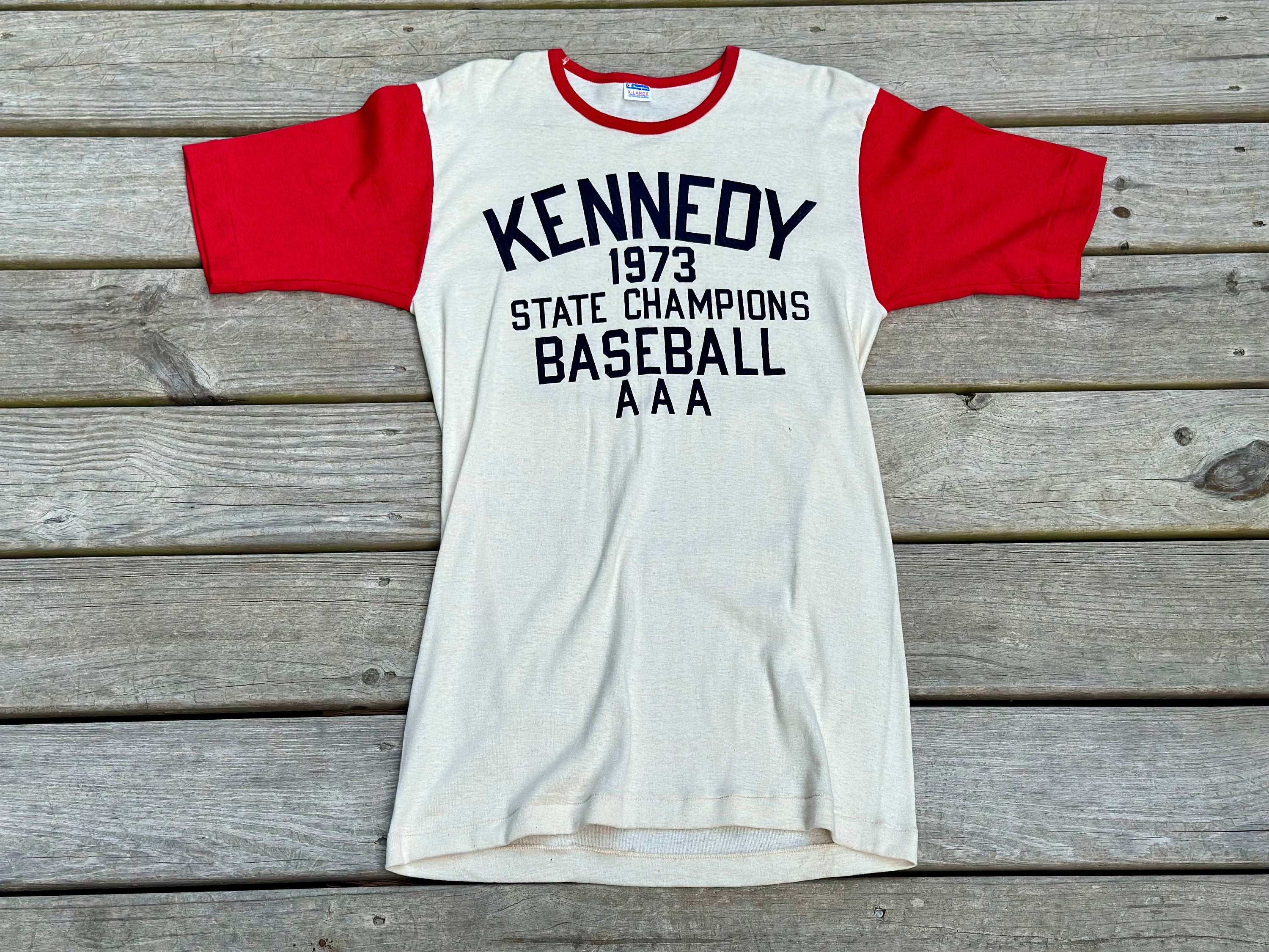 70's Champion？ FOOTBALL T-SHIRT Vintage 70's Champion Blue Bar Highland Springs Football T