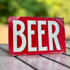 Pre 1910 Embossed Tin Lithograph Beer Sign Chas W Shonk