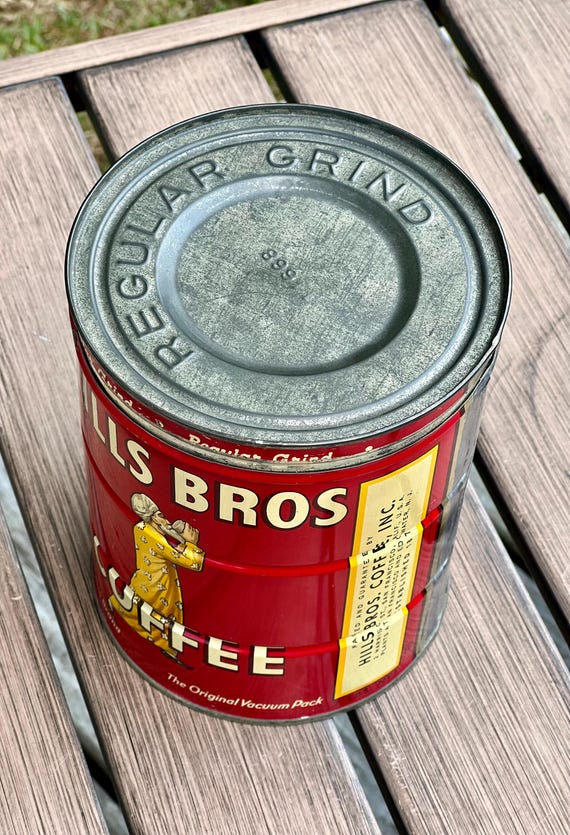 1930s Hills Bros Coffee Tin Can Regular Grind 2 LB Can Home Decor
