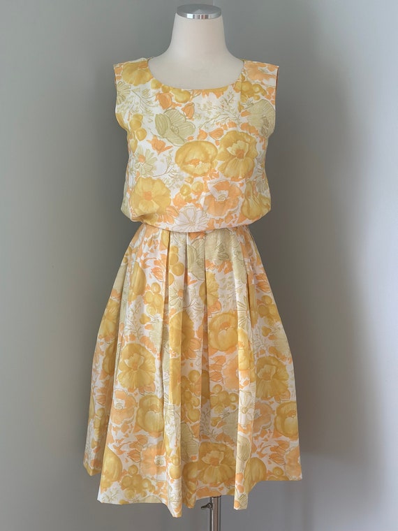 Vintage Yellow Floral Summer Dress