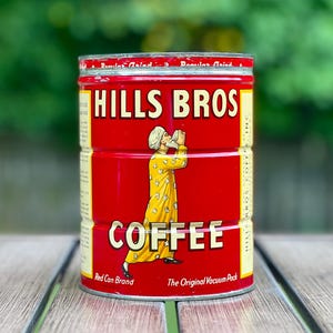 1930s Hills Bros Coffee Tin Can Regular Grind 2 LB Can Home Decor