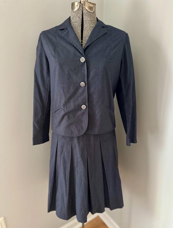 Vtg Douglas Marc Blue Skirt Set