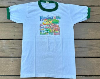 Vtg Hunting is Like Sex Ringer Tshirt