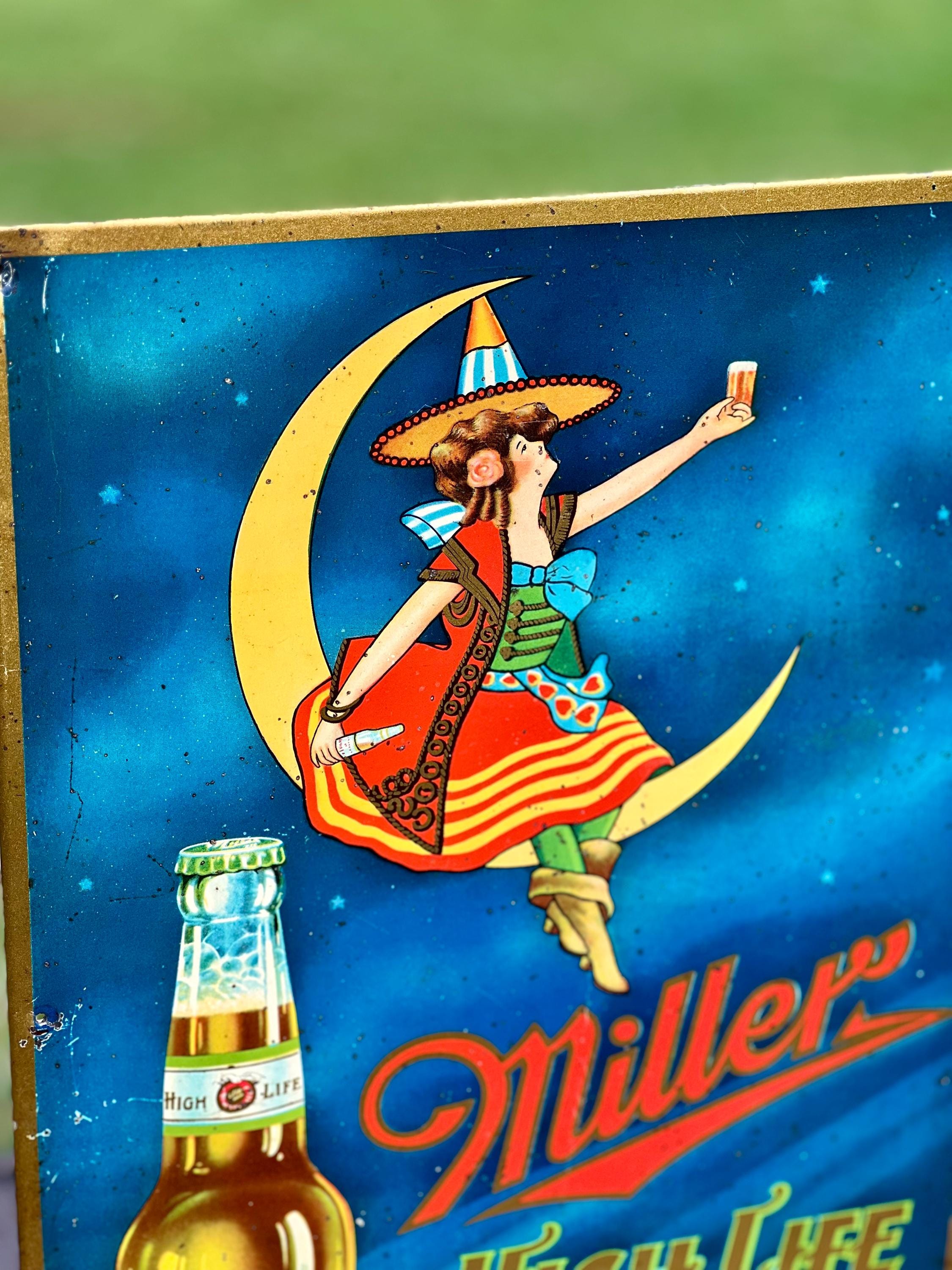 Vintage Miller High Life レトロ広告看板 Original Miller High Life BREW Prohibition Era Tin Over