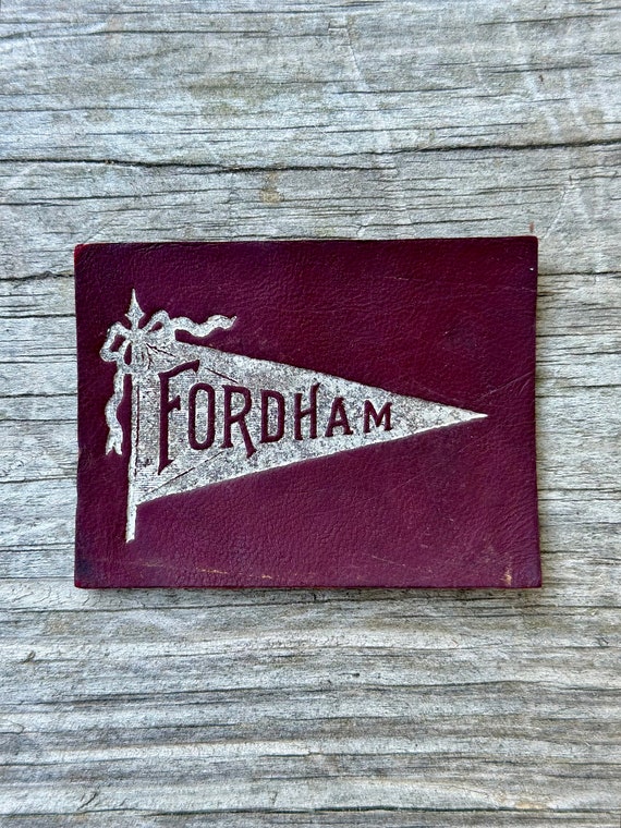 Vtg Leather Fordham University Tobacco Patch - image 1