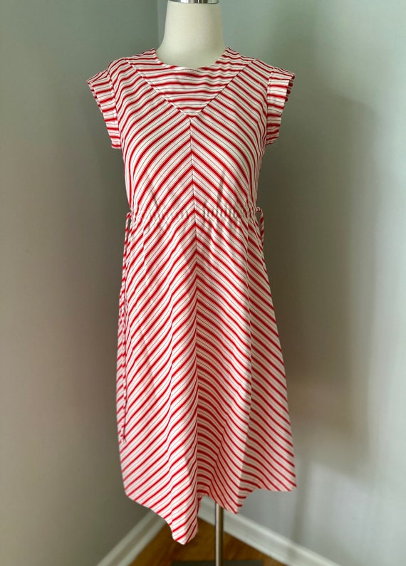 Vtg Candy Stripe Polyester Dress