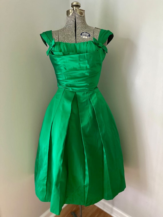 Vtg Emerald Green Party Dress