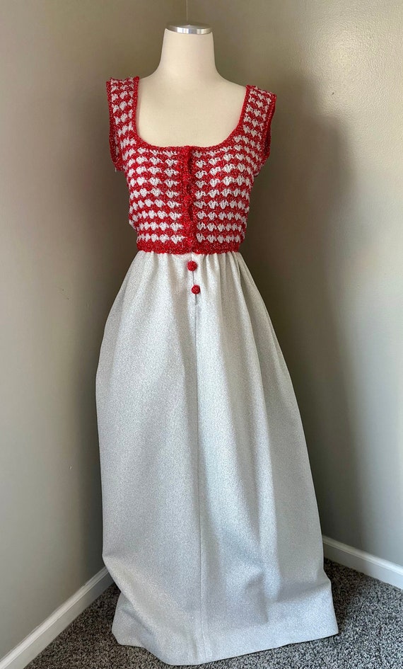 Vtg Crocheted Top Maxi Dress - image 1