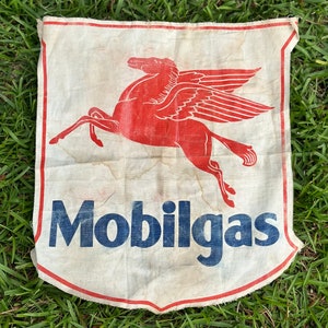 C. 1940s Mobilgas Cloth Banner With Pegasus