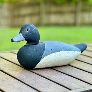 Original Glass Eye Mason Bluebill Duck Decoy Repainted Detroit Michigan