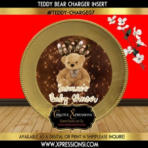 Inserto caricabatterie teddy bear in bronzo glitterato, inserto caricabatterie a tema orsacchiotto marrone, doccia, inserto caricabatterie impostazione decorazione, teddy bear tema