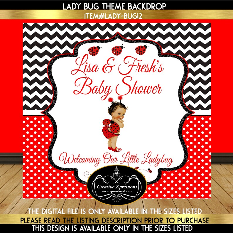 Baby Shower Backdrop Ladybug Theme Baby Shower Backdrop 1st Birthday Backdrop Ladybug Is on the Way
