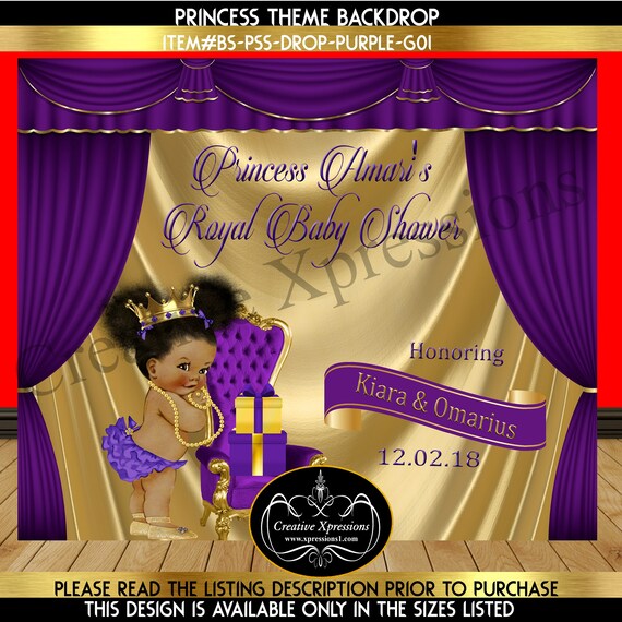 Purple And Gold Princess Baby Shower Backdrop Ballerina Image 0