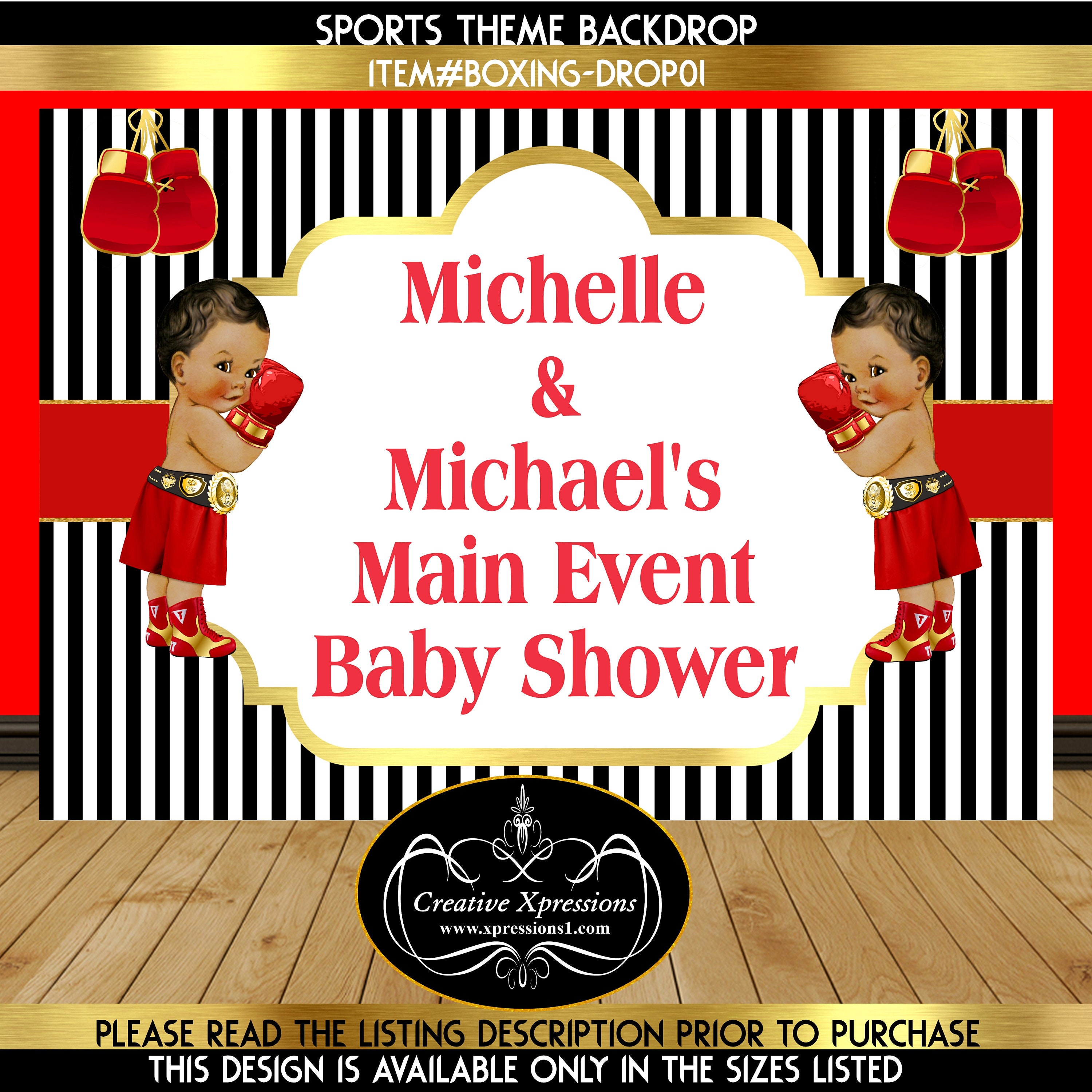 Boxing Theme Baby Shower Backdrop Sports Theme Boxing Etsy