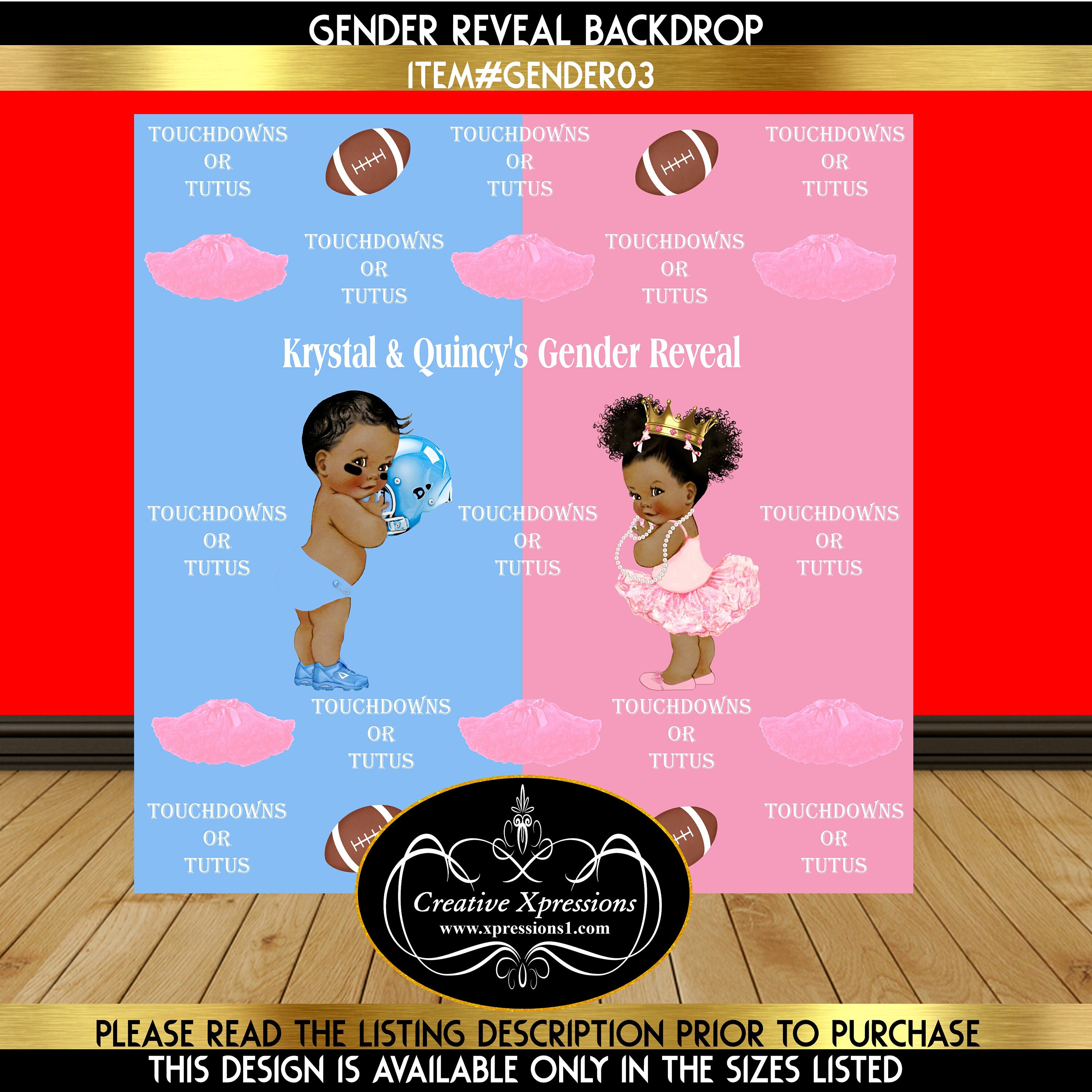 Pink and Blue Gender Reveal Backdrop Touchdowns and Tutus | Etsy