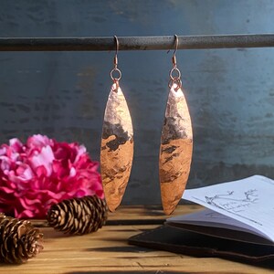Hammered copper earrings