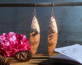 Hammered copper earrings