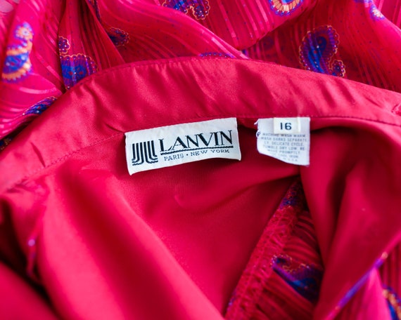 1970's LANVIN Paris New York Paisley Red Shirtdre… - image 9