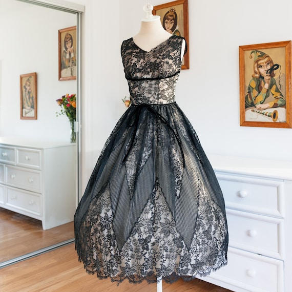 1950's Henry A Condor Black Lace Dress - image 1