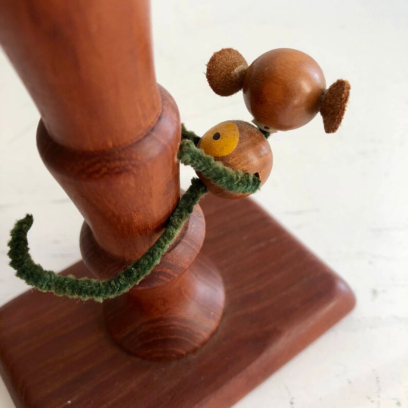 1960 Danish Teak Leather Pipe Cleaner Monkey Candle Holder in Etsy