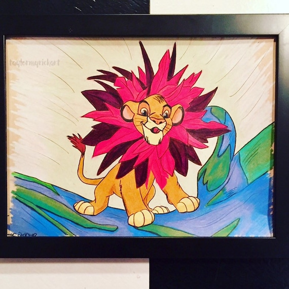 Simba Le Roi Lion Dessin Au Crayon De Couleur Etsy Simba Le Roi Lion Dessin Au Crayon De Couleur Etsy